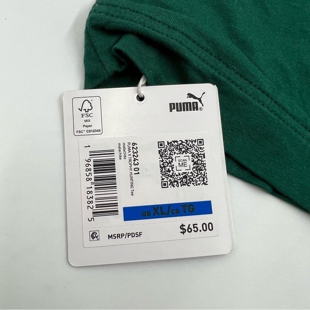PUMA x Trophy Hunting Reversible Cropped T-Shirt Green cream Womens XL - Picture 3 of 10